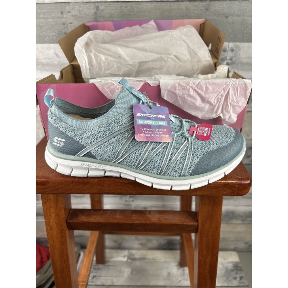 Skechers Women's Glider Tuneful Slip On Memory Foam Sneakers 10 Wide Fit - Picture 2 of 10